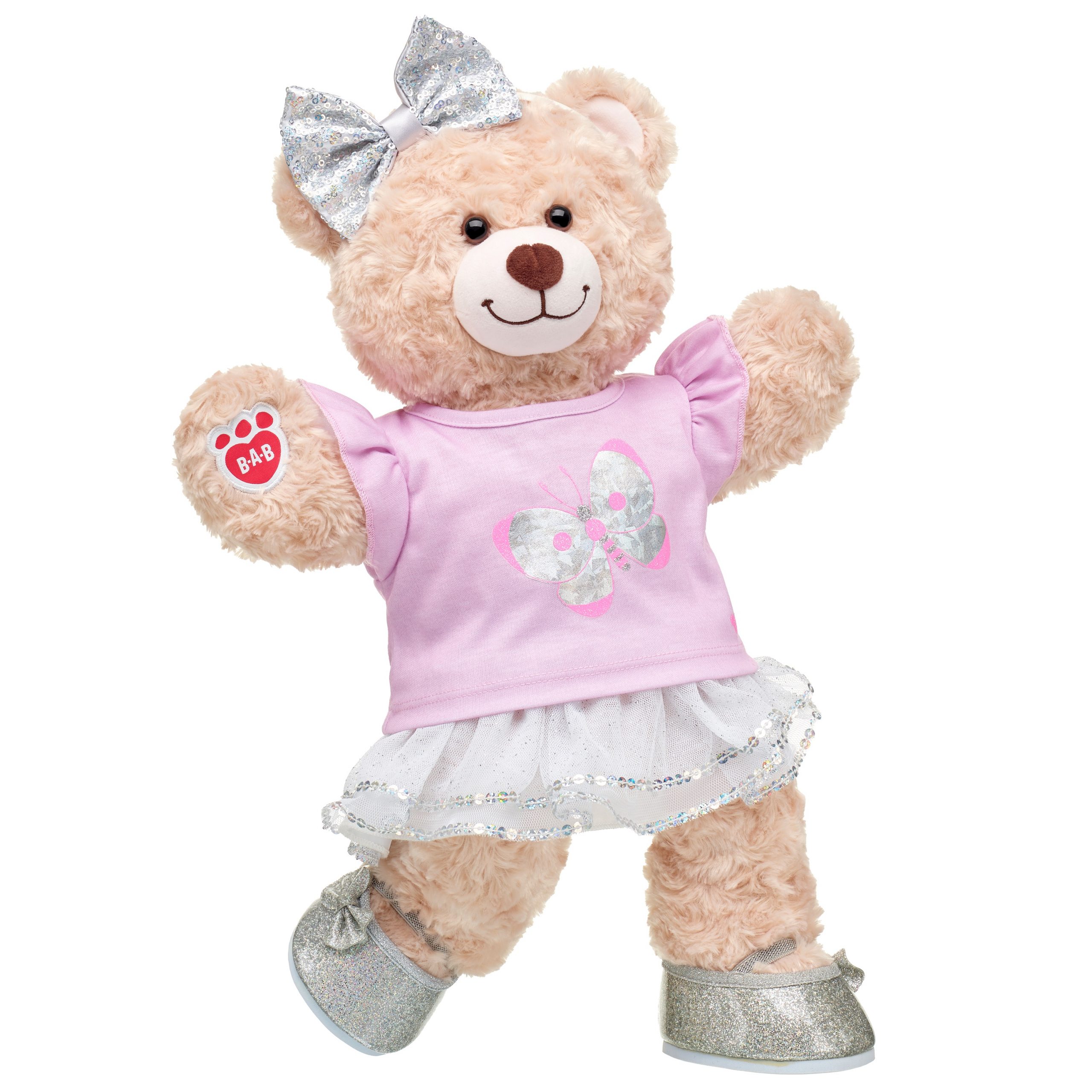 BUILD-A-BEAR sparkle bow flats silver - Image 2