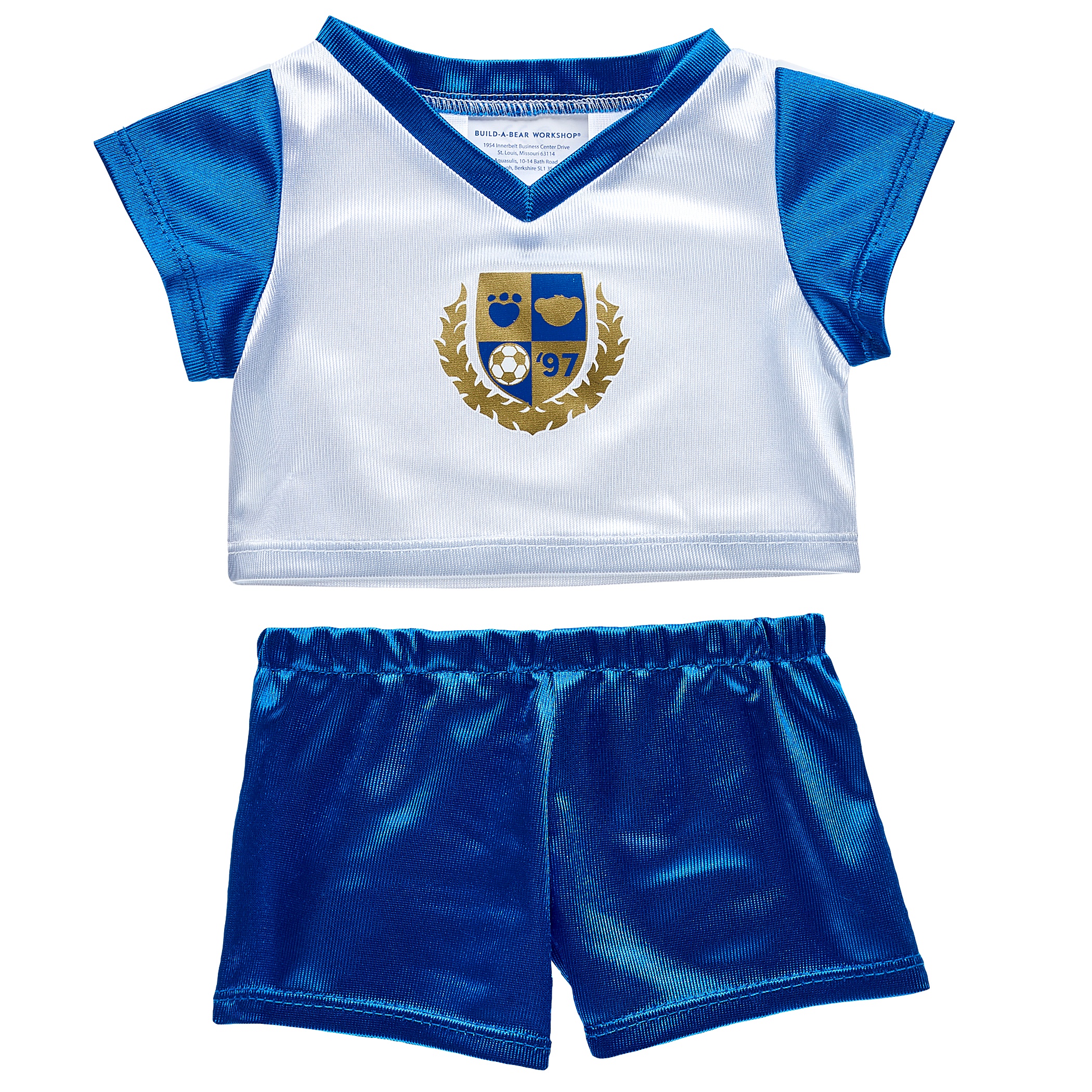BUILD-A-BEAR SOCCER clothes football kit blue/white