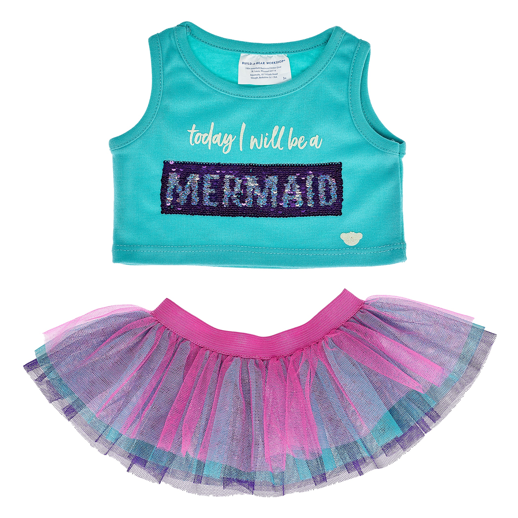 BUILD-A-BEAR Clothes tank and tutu set "Today I will be a mermaid"