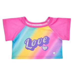 BUILD-A-BEAR RAINBOW clothes T-shirt Love