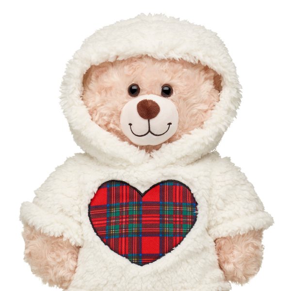 BUILD-A-BEAR HOLIDAY clothes tartan heart hoodie - Image 2