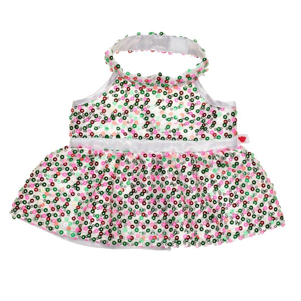 BUILD-A-BEAR MERRY MISSION clothes multi color sequin dress