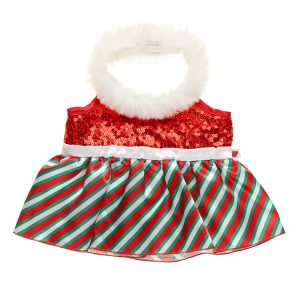 BUILD-A-BEAR MERRY MISSION clothes red and green dress