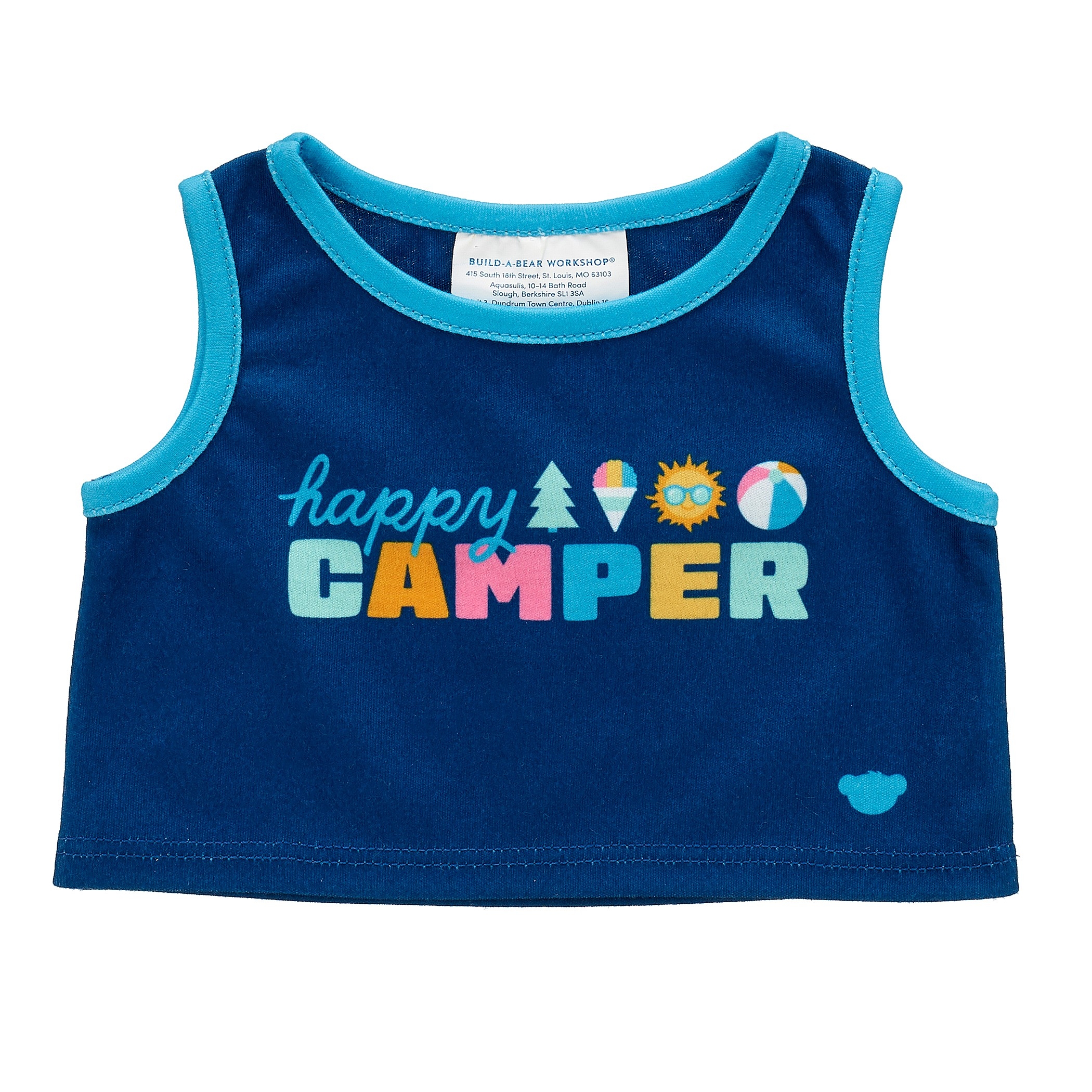 BUILD-A-BEAR Clothes happy camper blue tank