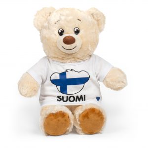 BUILD-A-BEAR Pehmustettu valueplush Lil vanukas karhu suomalaisella T-paidalla varustettuna