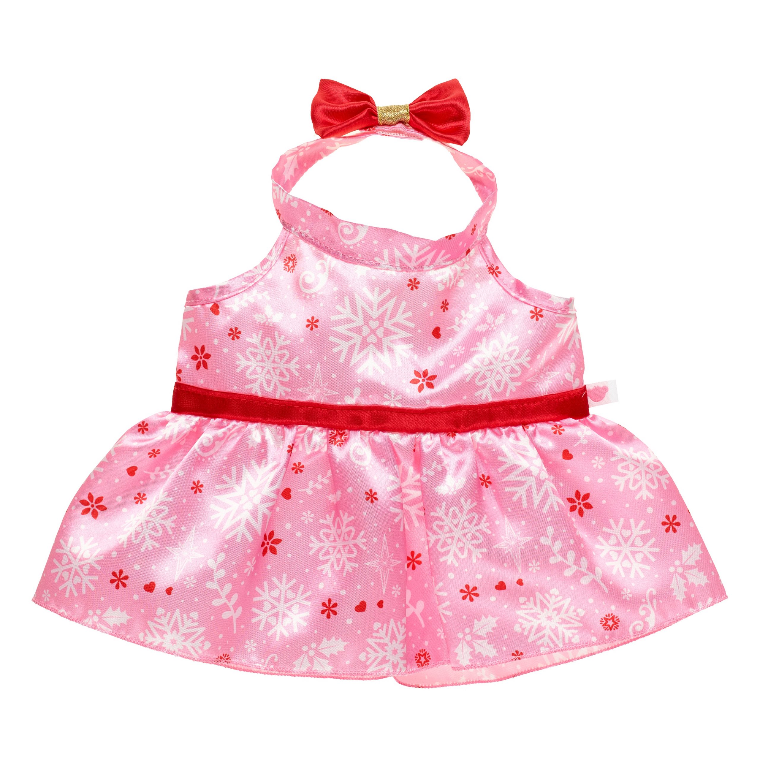 BUILD-A-BEAR Clothes pink snowflake halter dress