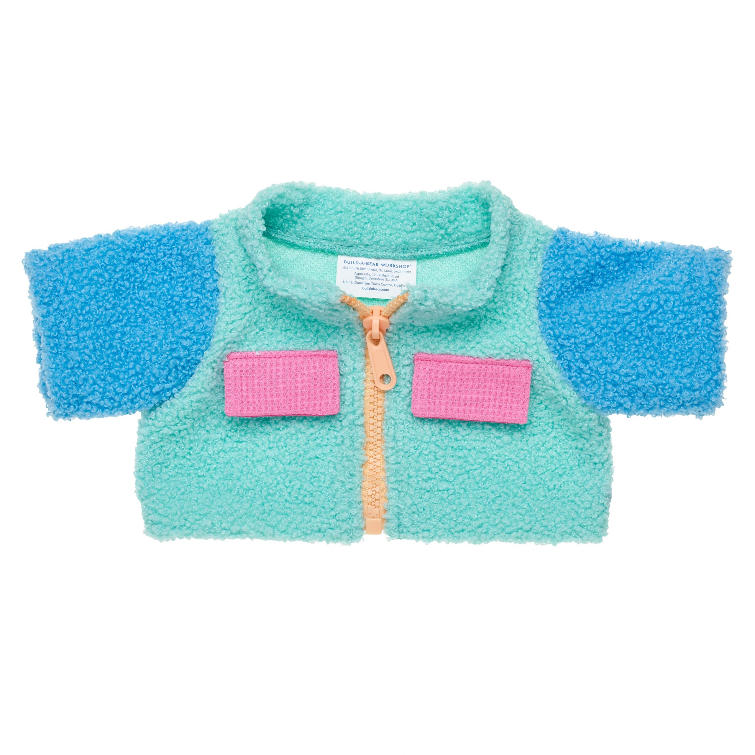 BUILD-A-BEAR Clothes colorblock sherpa jacket