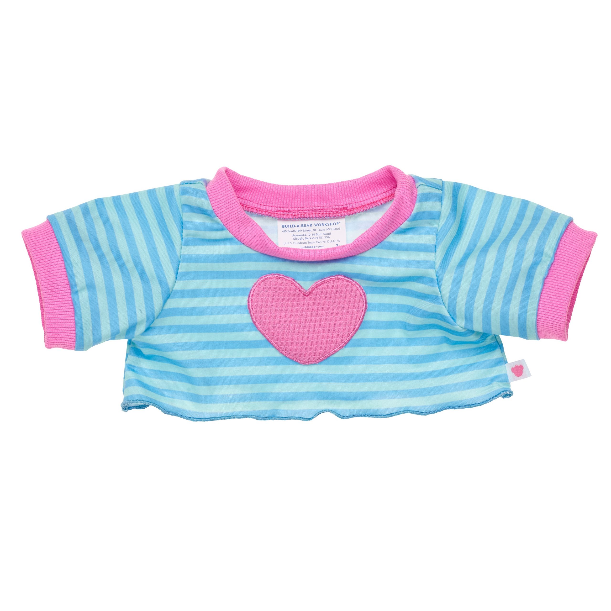 BUILD-A-BEAR Clothes stripe heart long sleeve tee