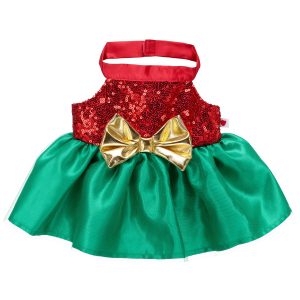 BUILD-A-BEAR Clothes merry mission red and green halter dress