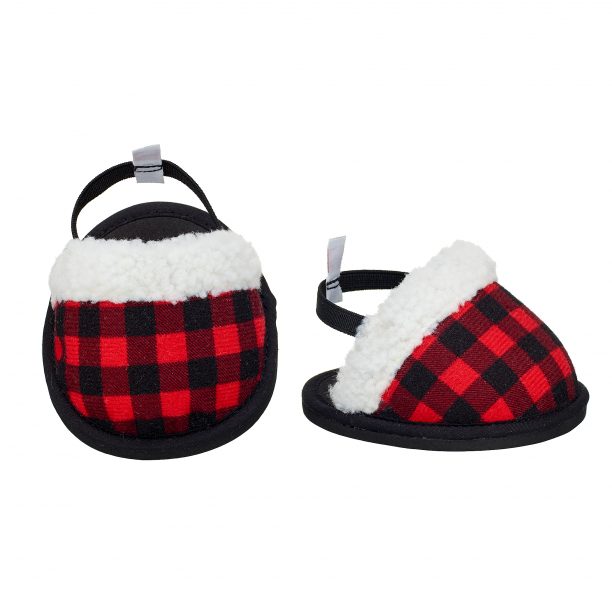 BUILD-A-BEAR Footwear Red plaid slippers