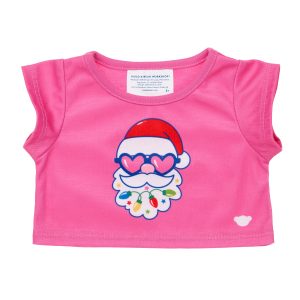 BUILD-A-BEAR Clothes Santa lights beard t-shirt