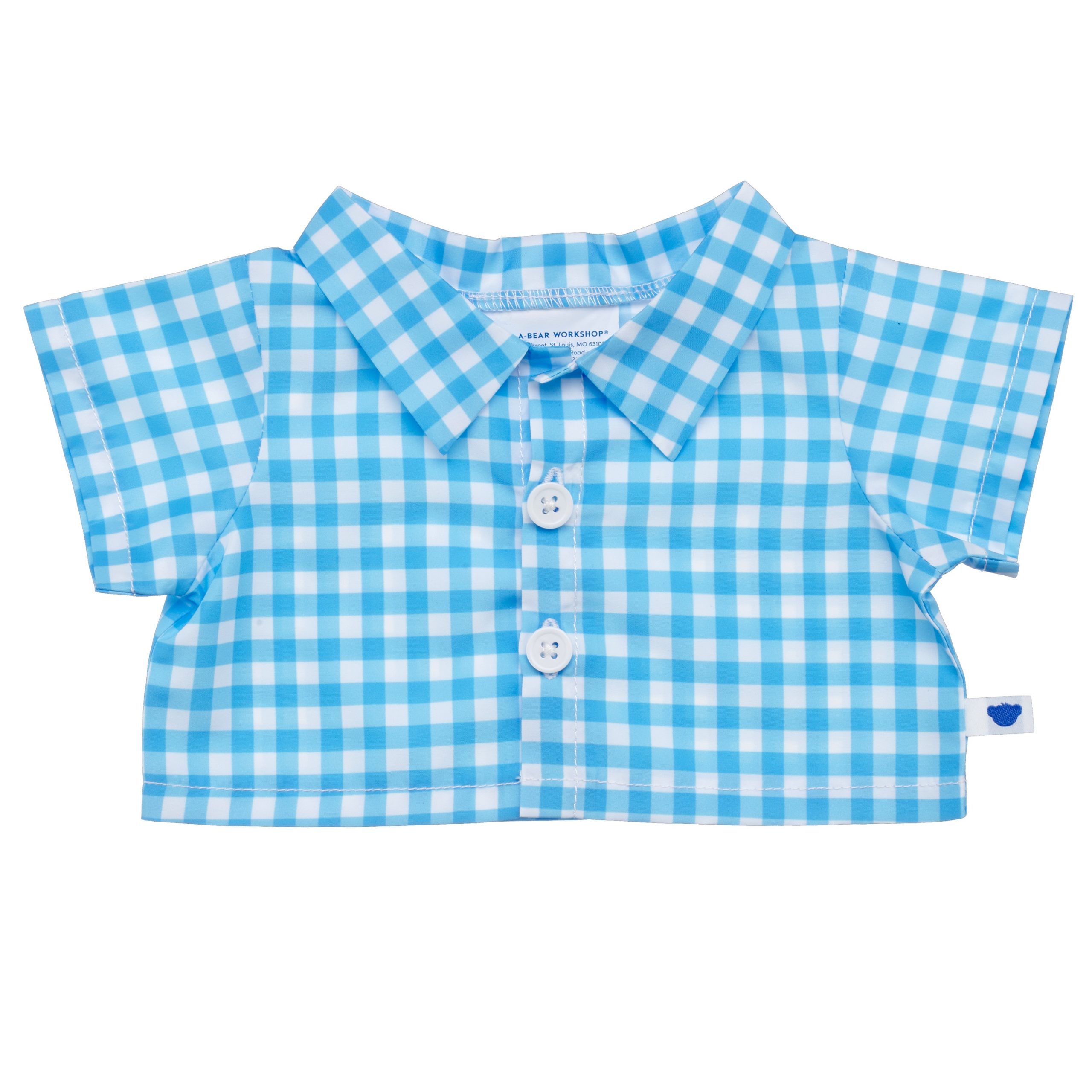 BUILD-A-BEAR clothes blue gingham shirt