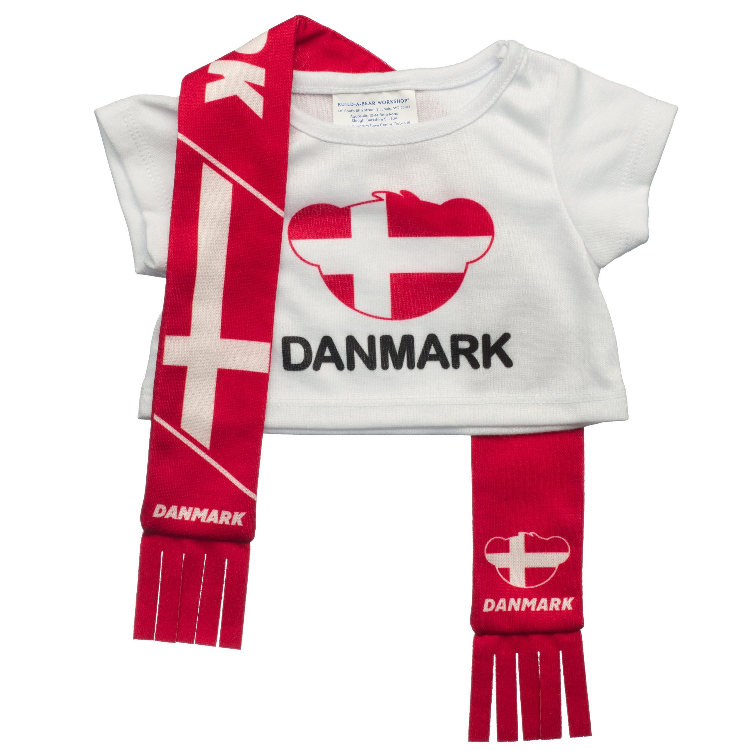 BUILD-A-BEAR Vaatteet t-paita ja huivi Tanska