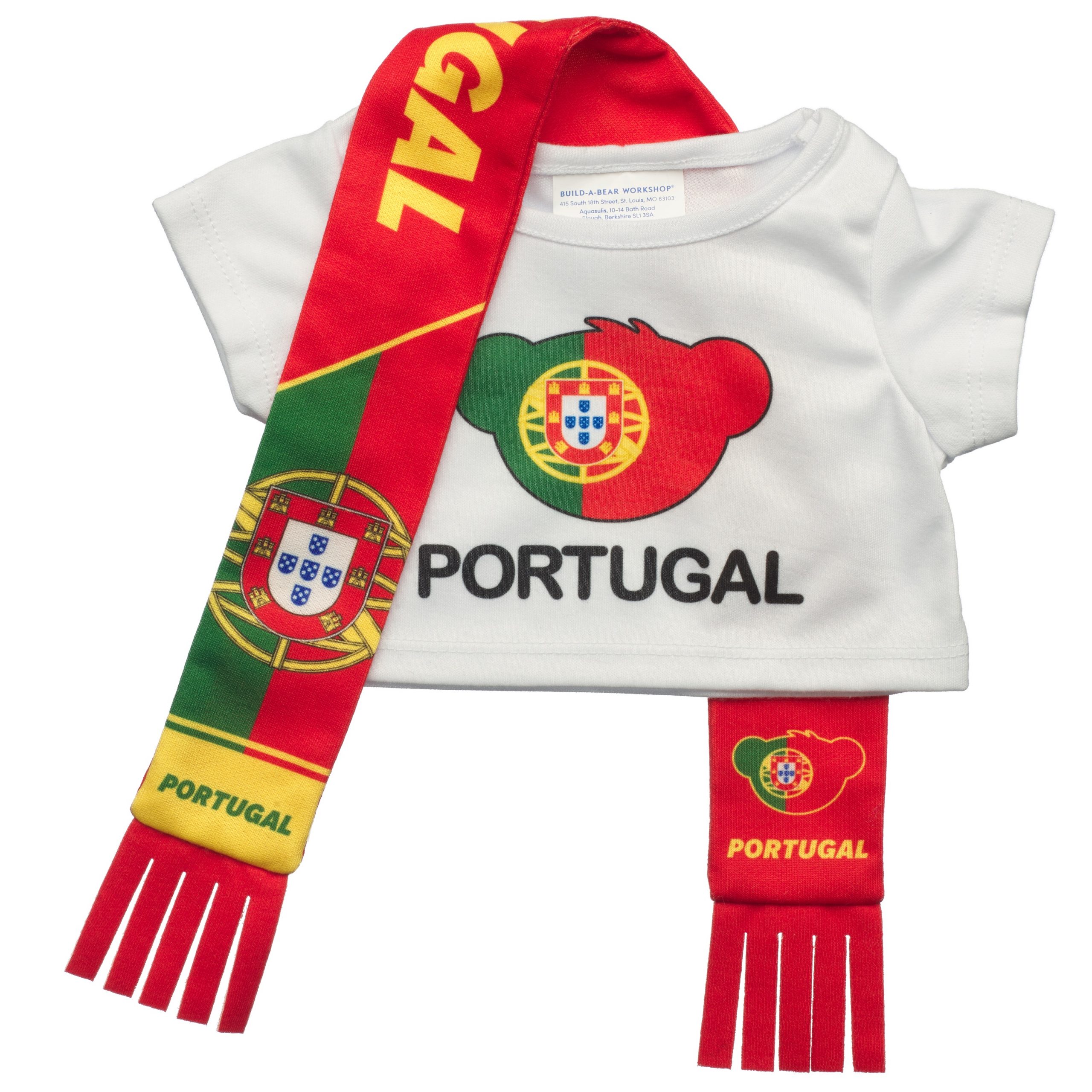 BUILD-A-BEAR Vaatteet t-paita ja huivi Portugali
